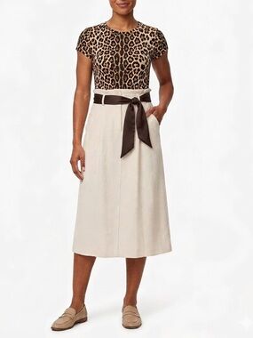 NWT Ottod’Ame Pleated Paperbag Midi Skirt Cream Ivory Sz 8